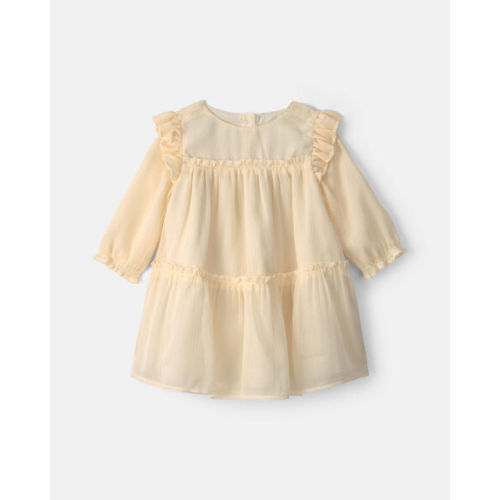 Baby Girl Shimmer Long-Sleeve Dress - Cream | Carter's