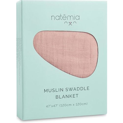Natemia Baby Muslin Swaddle Blanket (Rose) - Silky Soft, Gentle Receiving Blankets for Newborns, Boys, Girls - Versatile, Breathable, Skin-Friendly, Machine-Washable - Baby Shower Registry Essential