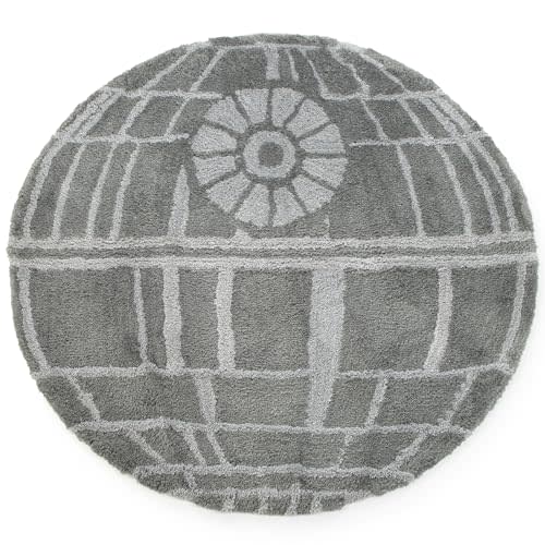Jay Franco Star Wars Death Star Plush Grey Fluffy Accent Rug - 3 x 3 ft Area Rug for Kids Bedroom or Living Room Decor