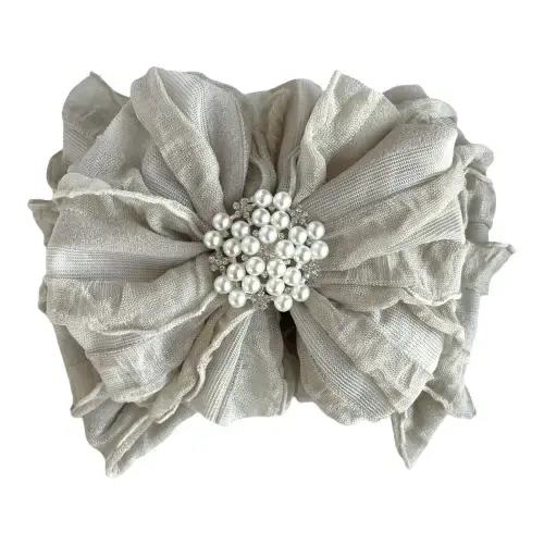 Pearl Ruffled Headband | Color- Champagne