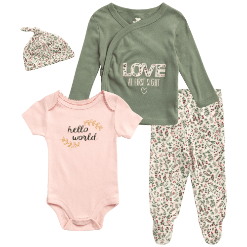 Koala Baby Newborn Baby Girls' Take Me Home Layette Set - 4 Piece Welcome Home Set (Newborn-6M)