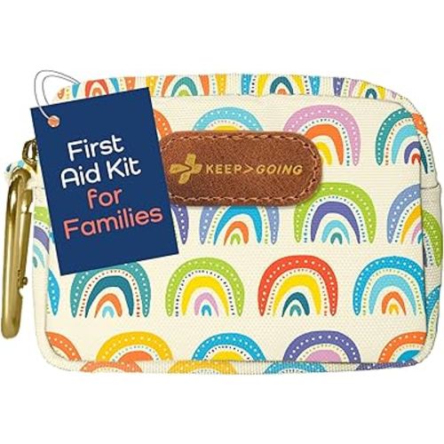 KeepGoing Small Travel First Aid Kit Kids – 60 Pc. Mini First Aid Kit for Purse, Diaper Bag, & Backpack with Latex-Free Bandages – 4 Oz., & 4.5 x 3.5 x 2 in, TSA-Approved