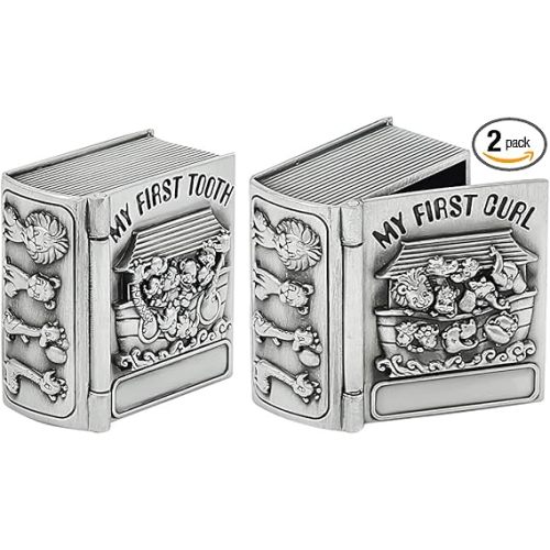 FINGERINSPIRE 2Pcs My First Curl and My First Tooth Keepsake Box Antique Silver Tooth Collection Organizer Holder My First Curl and Tooth Keepsake Box Set for Kids to Keep The Childhood Memory