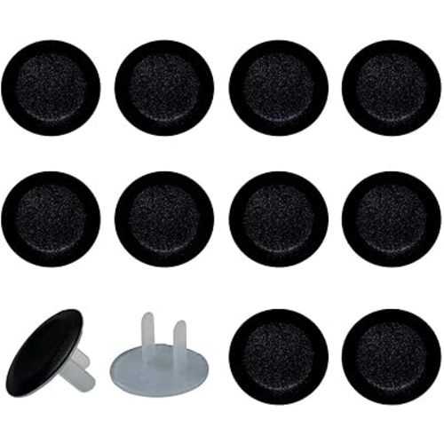 12 PCS Baby Child Proofing Outlet Covers, Electrical Safety Socket Protection Caps for 2-Prong Power Wall Plate Pure Black, czbhg-001