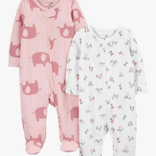 Simple Joys by Carter's Baby Girls' 2-Way Zip Thermal Footed Sleep and Play, Pack of 2