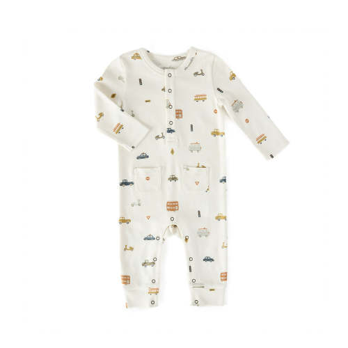Henley Patch Pocket Romper - Rush Hour (0-3 mo)