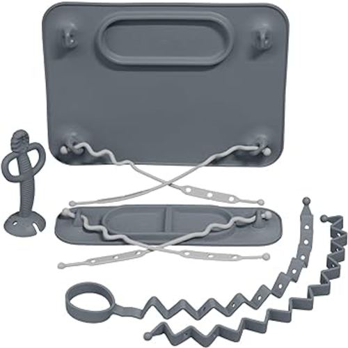 Busy Baby - New Parent Start Up Kit - 1-Original Placement, 1-Mini Mat, 1-Teether Spoon, 1-Toy Bungee, 1-Bottle Bungee Plus 6-Multipurpose Straps (Pewter New Parent Start Up Kit)