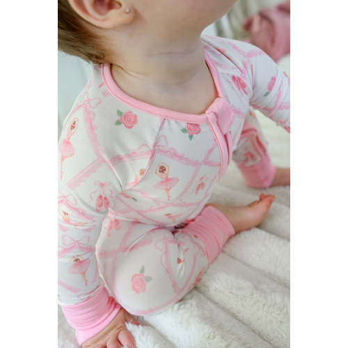 Convertible Bamboo Zip Romper in Darling Ballerina | Caden Lane