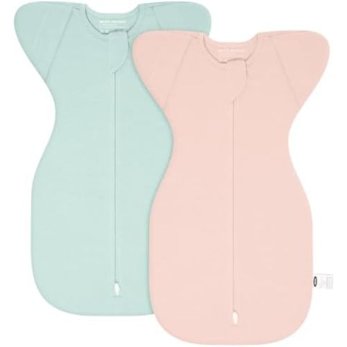 MEXXI Swaddle Baby Sleep Sack With Arms Up, 2 Pack Baby Transitional Swaddle with Double Zipper,0.5 TOG