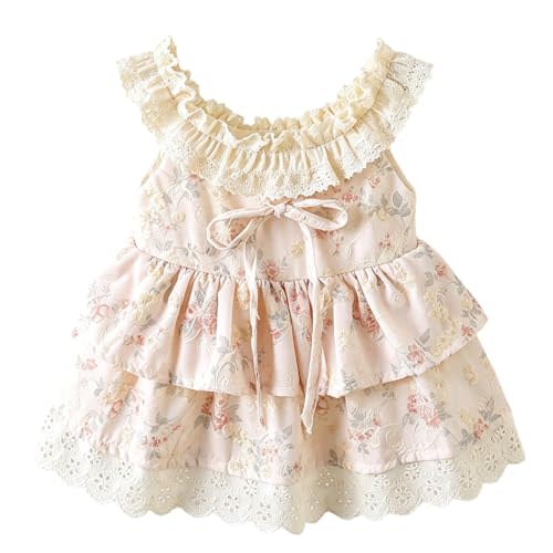 Newborn Baby Girl Floral Lace Romper Dress Vintage Boho Sleeveless Bodysuit Dress