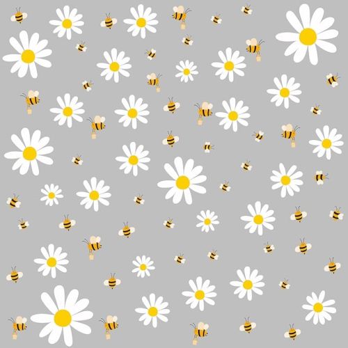 White Daisy and Bees Wall Stickers Easy to Peel and Stick Retro Flower Wall Decals for Girls Bedroom Nursery Living Room Office Floral Wall Decor