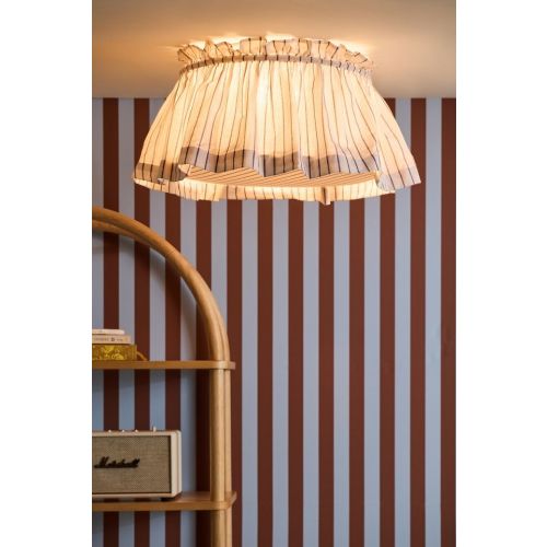 Dakota Gathered Fabric Flush Mount Conversion Kit - Ivory Stripe