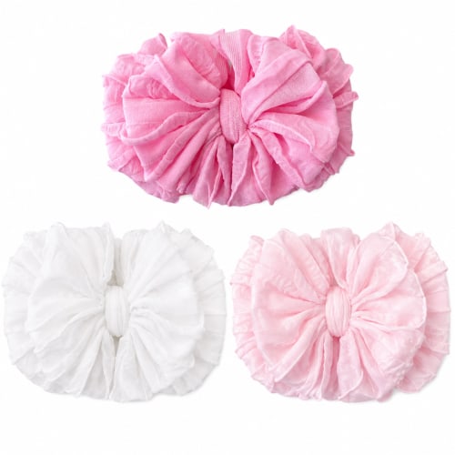 Pretty in Pink | Signature Ruffled Baby Headband Set of 3