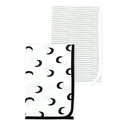 Little Star Organic 100% Pure Organic Cotton Unisex Receiving Blanket, 2 Pk, To the Moon and Back