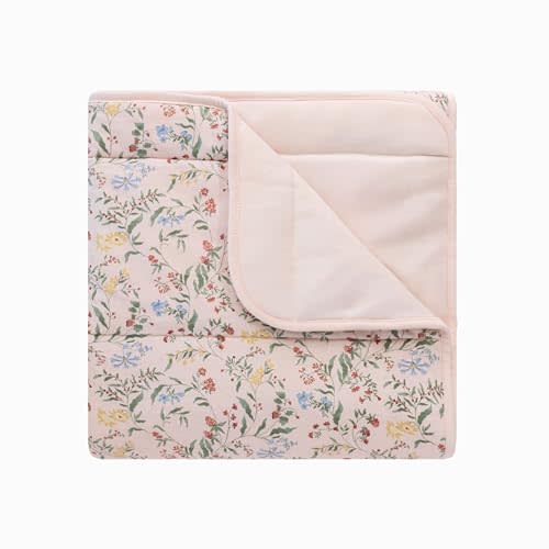100% Cotton Baby Blankets for Girls, 41"x 27.5" Reversible 2-Sided Nursery Bed Blankets, Soft and Breathable Toddler Blanket, Cozy Crib Comforter and Crib Blanket Nursery Gift Set Newborn Essentials