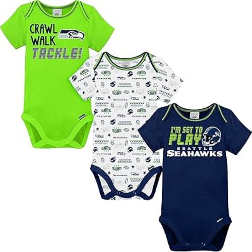 Gerber NFL unisex-baby Nfl Team 3 Pack Short Sleeve Onesie Bodysuit