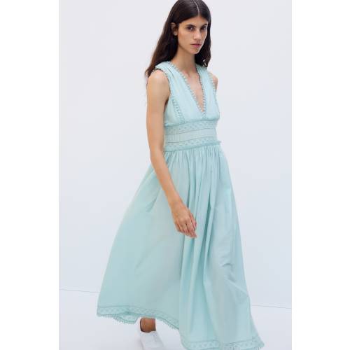 MAMA LACE-TRIMMED COTTON NURSING DRESS