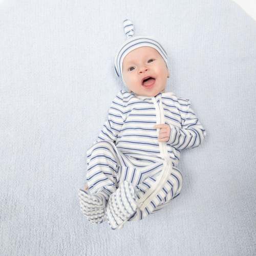 Vintage Stripe Blue - 2 Way Zipper Footie – Angel Dear