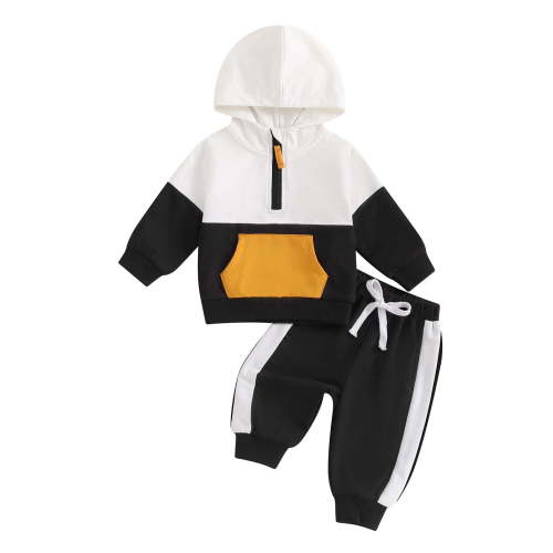 Yindaity Baby Outfits Boy Toddler Baby Boy Fall Winter Outfits Letter Crewneck Sweatshirt Casual Pants 2Pcs Clothes Set)Black,6-12 Months)
