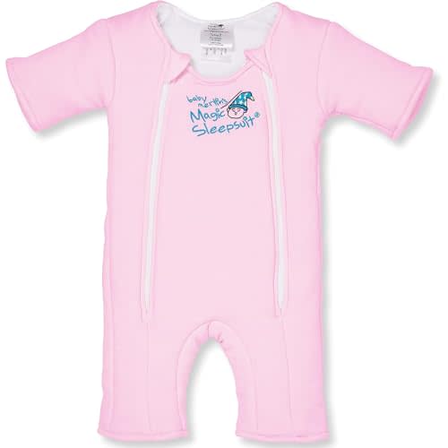 Magic Sleepsuit Baby Merlin's Cotton Baby Swaddle Transition Product - Soft and Cozy Design, Double Zipper for Easy Diaper Changes, Promotes Safe Sleep, 3-6 Months - Pink - Small 12-18lbs