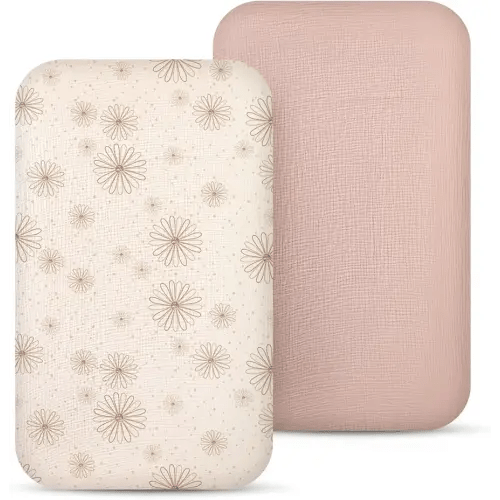 lulumoon Muslin Bassinet Sheets Baby: Cotton Bedside Sleeper Bassinet Sheets Fitted for Boys and Girls