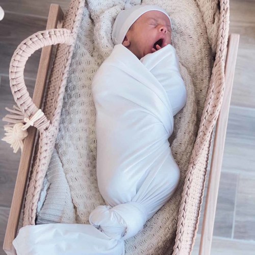 Solid White Bamboo Knit Swaddle Blanket