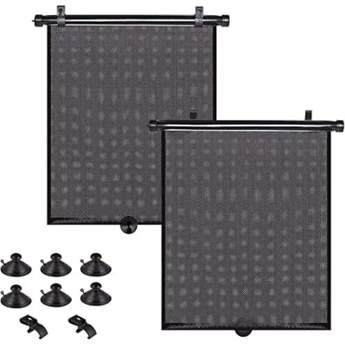 Car Sun Shade Side Window, Retractable Car Roller Shades for Side Window Blocks Harmful Sun Glare and Heat