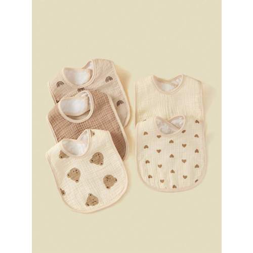 5pcs/Set Cotton U-Shape Bibs For Babies, Anti-Saliva Burp Cloths | SHEIN USA