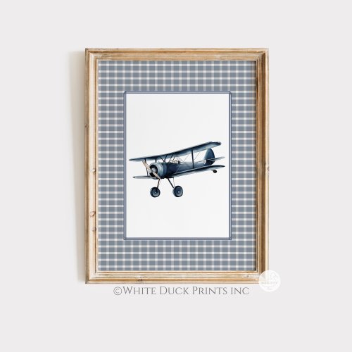 Navy Airplane Nursery Wall Art Vintage Biplane Print Boy Room Vintage Wall Art Navy Nursery Decor Transportation Printable Art for Kids Room