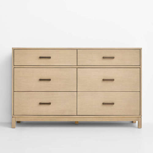 Parke 55" Weathered Natural Wood 6-Drawer Kids Dresser