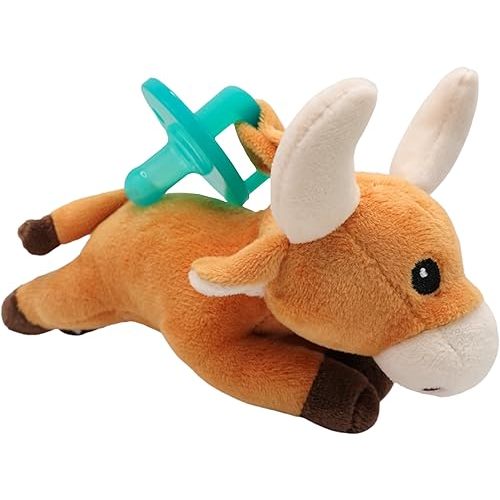 Gamezies Baby Boy and Girl Silicone Longhorn Plush Pacifier with Detachable Western Plush Toy Holder, CPSIA Tested, BPA-Free 0-6 Months
