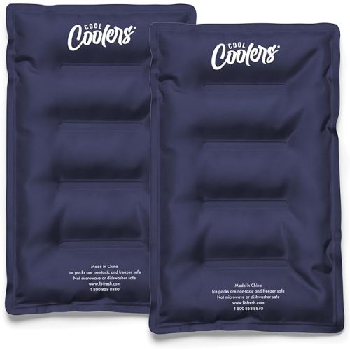 Cool Coolers by Fit & Fresh 2 Pack XL Soft Ice Packs for Cooler, Flexible Stretch Nylon, Lunch Box Ice Packs, Large Reusable Freezer Packs, Navy Blue