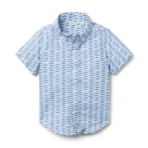 Boy Beryl Blue Shark The Poplin Shirt by Janie and Jack
