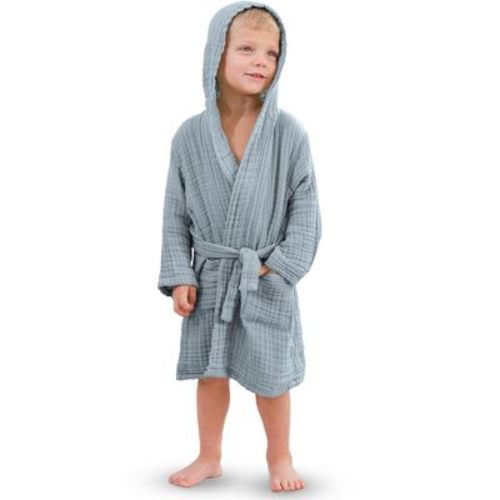 Muslin Bath Robe for Kids 100% Cotton, 4-Layer Absorbent Muslin Fabric By Comfy Cubs