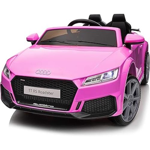 Hikiddo Licensed Audi Electric Car for Kids, 24V Ride on Toy Car for Toddlers with Remote Control, Bluetooth - Hot Pink