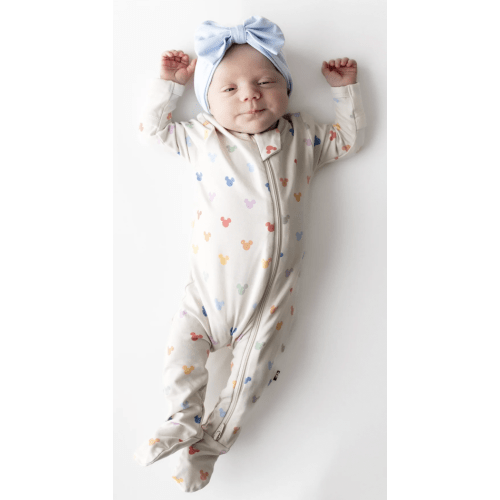 Zippered Footie in Pastel Mickey Mouse (Newborn)