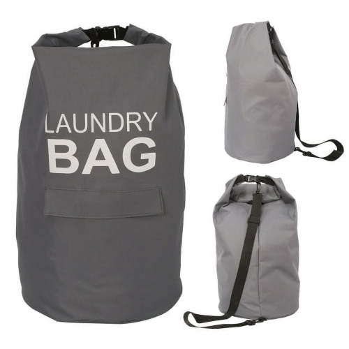 Kimmama Gray Laundry Backpack,70L Waterproof Laundry Bag with Strap for Laundryroom, Travel and Camping