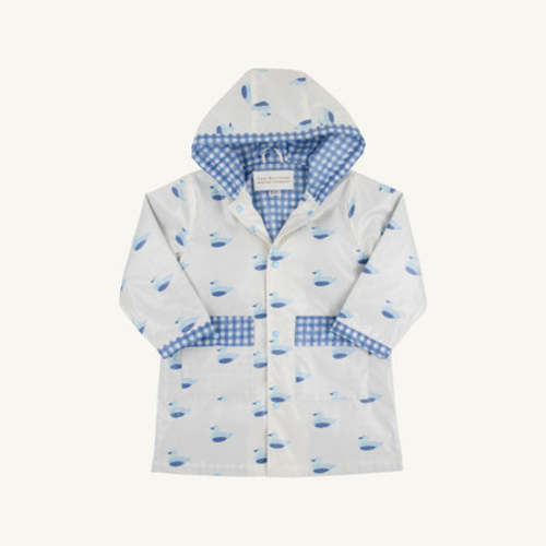 Liquid Sunshine Slicker - Merrimack Quack Quacks with Park City Periwinkle Gingham