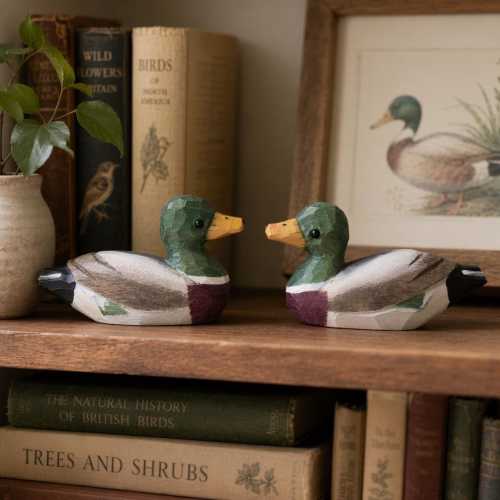 Lucky Duck Wooden Figurine | Custom Mallard Desk Pet | Cute Wood Bird Sculpture | Couple Anniversary Gift | Duck Decoy Rustic Decor
