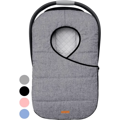 liuliuby Winter Carseat Covers for Baby | Infant Car Seat Cover Baby | Doona Accessories | Warm & Thick Fleece Canopy for Infant & New Born Cold Weather (Gray)