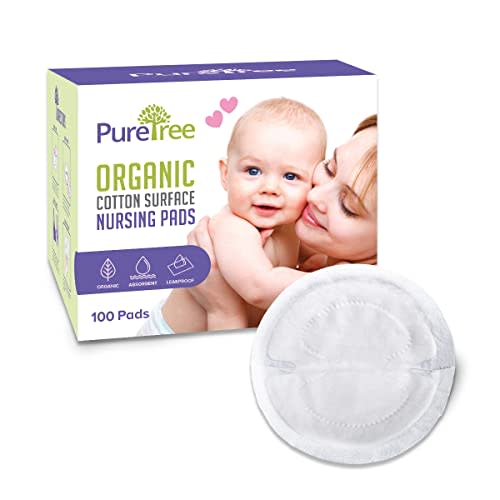 PureTree Organic Cotton Disposable Nursing Pads - for Breastfeeding (2 Boxes - 200 Pads)