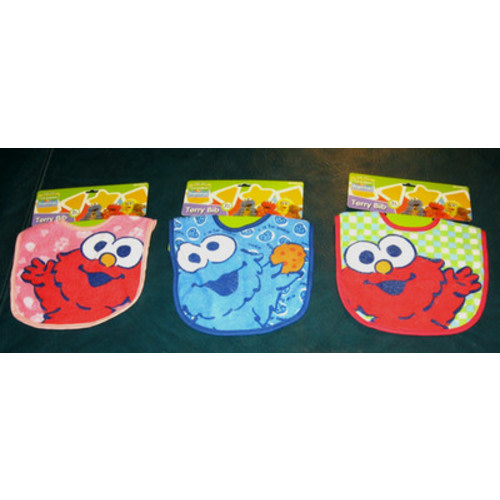 Lot of (3) NEW Sesame Street Beginnings Terry Bibs Two Elmo's & 1 Cookie Monster