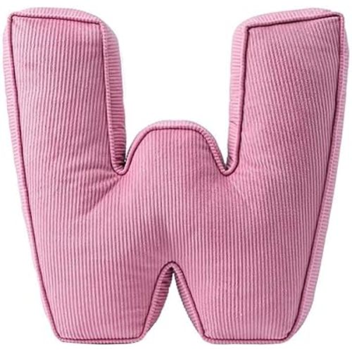 Pink Letter Plush Pillow, Letter Hugging Throw Pillows, Decorative Corduroy Initial Letter Shaped Throw Pillows, Letter Pillows English Alphabet A to Z for Sofa Bedroom Living Room Decor (W)