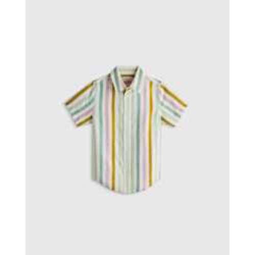 100% European Linen Button Front Shirt - Toddler in Multi Palm