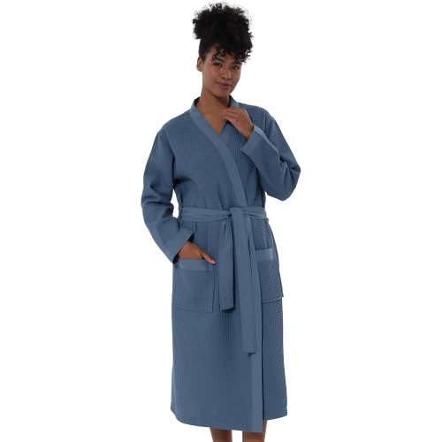 Women's Premium Waffle Knit 100% GOTS Certified Organic Cotton Kimono Robe