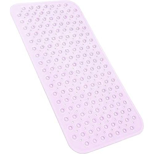 YINENN Bath Tub Shower Stall Mats 31x15.5 Inch Non-Slip and Latex Free, Bathtub Mat with Suction Cups, Machine Washable Bathroom Mats with Drain Holes(Purple)