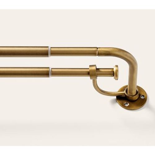 Double Room Darkening Rod, 28-48 inches, Antique Brass