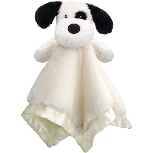 Puppy Baby Security Blanket for Toddler Infant Newborn Boys and Girls Soft Lovey Plush Fabric and Satin Backing, Black 13.5 Inch