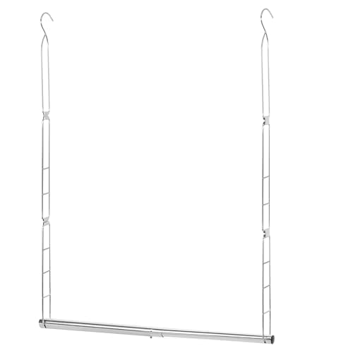 STORAGE MANIAC Hanging Closet Rod, Adjustable Width and Height Closet Hanging Organizer, Space-Saving Clothes Hanging Bar, Closet Extender Hanging Rod Double Closet Hanging Rod, 1 Pack Chrome