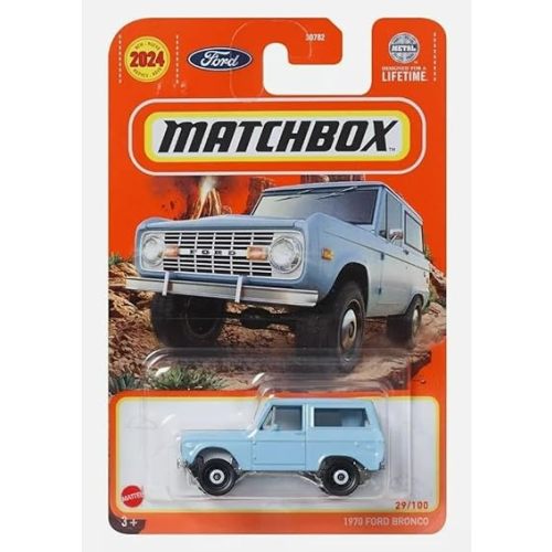 Matchbox 1970 Ford Bronco, Light Blue, 1:64 Die-Cast Vehicle, 29/100